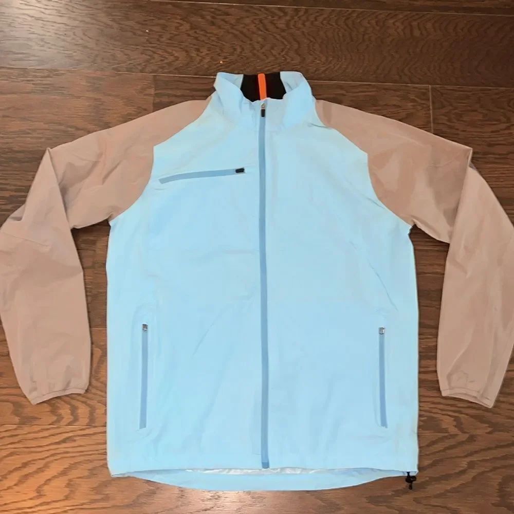 New Stitch SWS Weather System Waterproof Gray Blue Golf wind rain jacket NWOT M